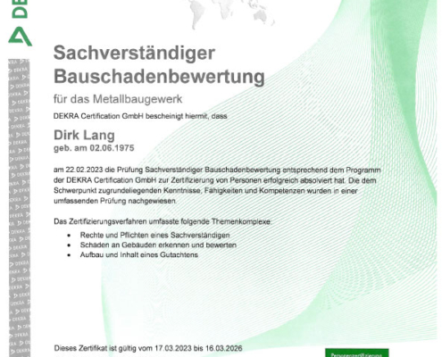 Dirk Lang, Sachverständiger Bauschadenbewertung