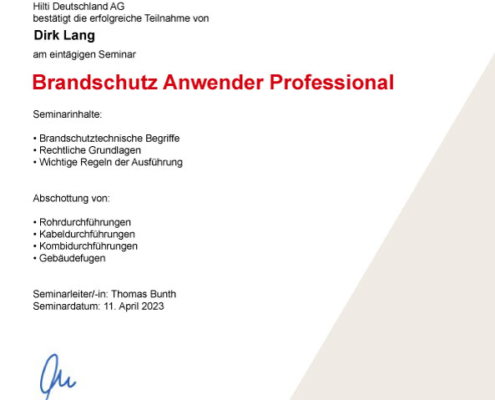 Dirk Lang, Brandschutz-Anwender Professional